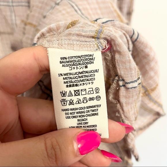 Free People Pink Plaid Oversized Button Down Shirt Womens Size Medium - Picture 7 of 10